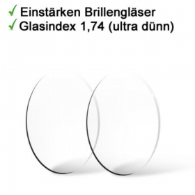 2 d�nne Brillengl�ser aus Kunststoff im Index 1,74 AS  Superentspiegelung, Hart & Clean
